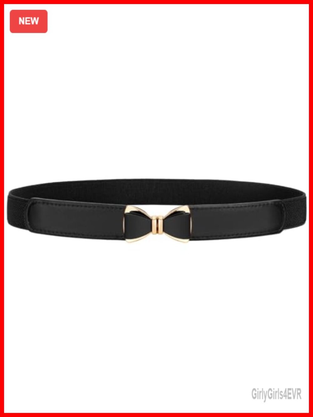 Skinny Elastic Faux Leather Bow Belt Stretchy Thin Waist Dress Belt